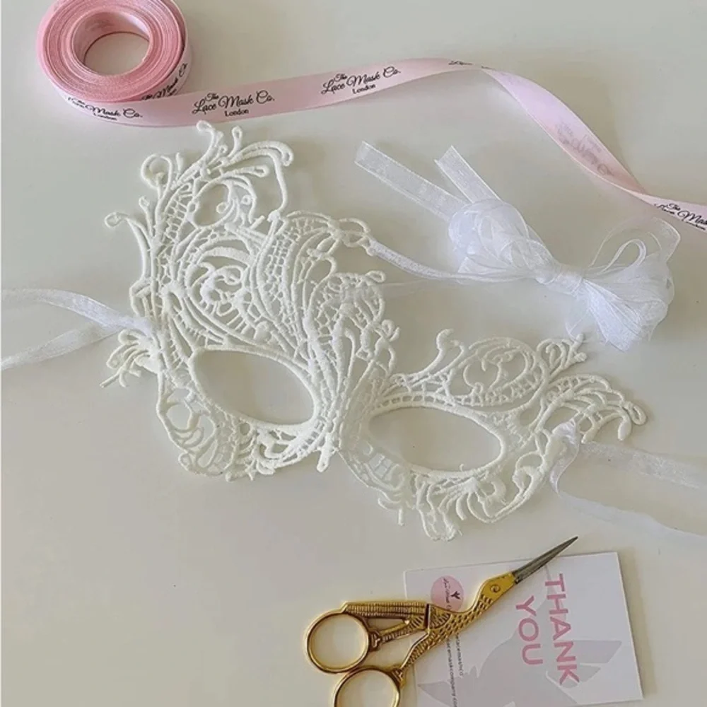 Elegant White Lace Mask 3 pieces